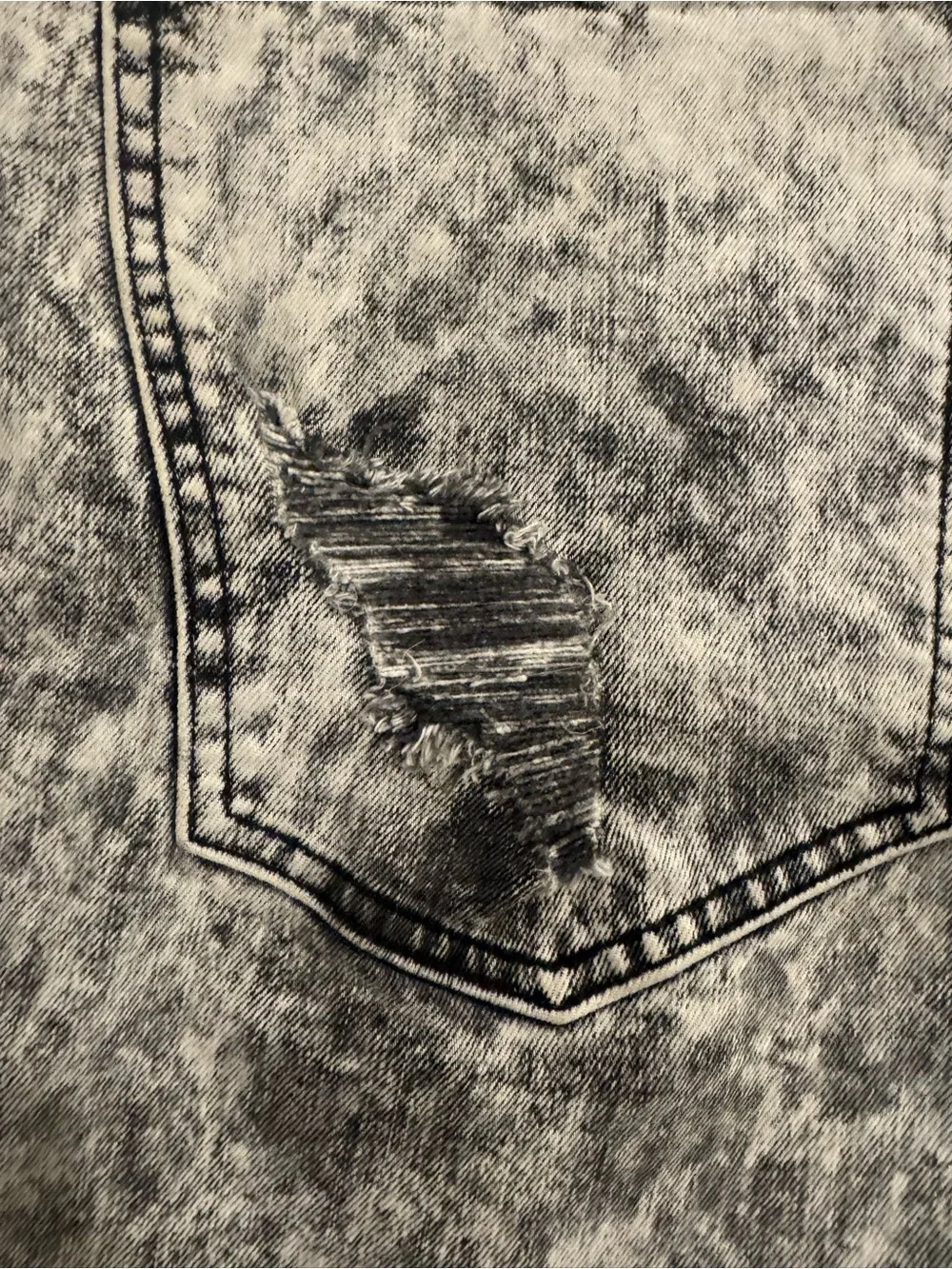 H&M’s Men's Acid Wash Black Denim Shorts - Distressed Style